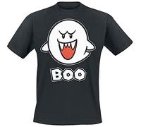 Super Mario Boo Homme T-Shirt Manches Courtes Noir L 100% Coton Regular/Coupe Standard