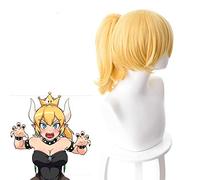 Super Mario Bowsette princesse roi Boo queue de cheval Blonde bouclés résistant à la chaleur cheveux synthétiques Cosplay accessoire Halloween + casquette de perruque gratuite