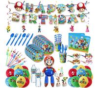 Super Mario Bros décoration d'anniversaire vaisselle jetable ballons en aluminium tasses assiettes serviettes jeu de pièces de monnaie fournitures de fête prénatale 20pcs Paper Napkins