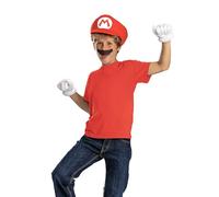 Super Mario Bros. Disguise Kit d’accessoires Mario pour enfants, sous licence officielle, ajustement confortable avec design détaillé, taille unique enfant