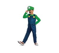Super Mario Bros. Nintendo Déguisement Enfant Luigi avec Salopette et Casquette Verte - Taille S (4-6 Ans) Garçon - Licence Officielle du Jeu Vidéo - Costume pour Halloween, Anniversaire