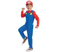 Super Mario Bros Nintendo Déguisement Enfant Mario avec Salopette et Casquette Rouge - Taille M (7-8 Ans) - Licence Officielle du Jeu Vidéo - Costume Garçon pour Halloween, Anniversaire