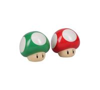 Super Mario Brothers Salière et poivrière en forme de champignon sous licence officielle Nintendo Rouge et vert 1 pièce en céramique pour cuisine et décoration d'intérieur, cadeau de pendaison de