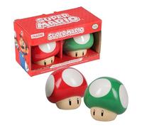 Super Mario Brothers Salière et poivrière en forme de champignon sous licence officielle Nintendo Rouge et vert 1 pièce en céramique pour cuisine et décoration d'intérieur, cadeau de pendaison de