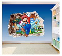 Super Mario Brothers Sticker en vinyle imprimé 3-3D pour chambre d'enfant Motif trou dans le mur 600 x 425 mm