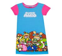 SUPER MARIO Chemise de Nuit Jeux vidéo pour Filles Luigi Yoshi et Princesse Peach Bleu et Rose 6-7 Ans
