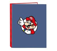SUPER MARIO Classeur avec feuilles 4 anneaux, idéal pour enfants de différents âges, confortable et polyvalent, qualité et résistance, 26,5 x 33 cm