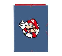 SUPER MARIO - Classeur Folio avec 3 rabats Idéal pour les enfants de différents âges, confortable et polyvalent, qualité et résistance, 26 x 36,5 cm
