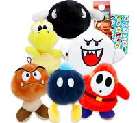 Super Mario Ensemble de peluches méchants - Ensemble avec 6 jouets en peluche de jeu vidéo y compris Goomba, Shy Guy, Bob-Omb, Bullet Bill, Koopa Troopa, Boo Ghost Plus | Animaux en peluche Super