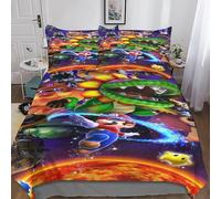 Super Mario Housse De Couette 3D Impression Parure De Lit Enfant Cartoon Movie Housse De Couette Et Taie d'oreiller Literie Enfant Garçon Fille Housses De Couettes Double（200x200cm）