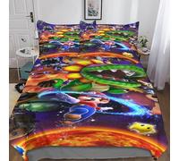 Super Mario Housse De Couette Enfants Parure De Lit Parure Cartoon Movie Housses De Couette Décor De Chambre Housse De Couettes avec Taie d'oreiller King（220x240cm）