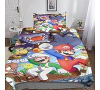 Super Mario Housse De Couettes Parure De Lit Parure Cartoon Movie Housse De Couette 3D Chambre Décor 2Pcs Housses De Couette Single（135x200cm）