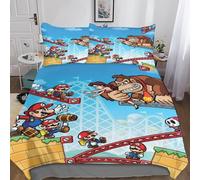 Super Mario Housse De Couettes Parure De Lit Parure Cartoon Movie Housse De Couette 3D Chambre Décor 3Pcs Housses De Couette Double（200x200cm）