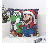 Super Mario Housse de coussin de Noël en polyester Housse de coussin rétro tendance Taie d'oreiller pour chaise canapé décoration de la maison