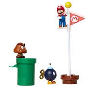 Coffret de 5 figurines MARIOBROS Thème Plaine du Grand Chêne - Mario, Goomba, bombe, drapeau inclus