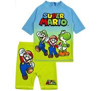 Super Mario Maillot de Bain Boys UV50 Soleil Soleil Deux Pièce Haut & Shorts Cos 9-10 Ans