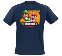 Super Mario Mario Brothers Plumbing Homme T-Shirt Manches Courtes Bleu M