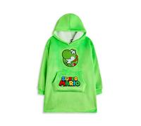 Super Mario Nintendo Couverture portable unisexe pour enfants | Pull à capuche vert pour enfants avec graphiques de personnages Yoshi | Vêtements de jeu vidéo doublés Sherpa