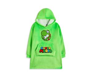 Super Mario Nintendo Couverture portable unisexe pour enfants | Pull à capuche vert pour enfants avec graphiques de personnages Yoshi | Vêtements de jeu vidéo doublés Sherpa