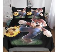 Super Mario Parure De Lit 3D,Microfibre Cartoon Movie Housse De Couette Et Taies d'oreiller,Fermeture Éclair, 3 Pièces Ensemble De Literie Housses De Couettes Double（200x200cm）