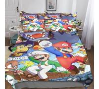 Super Mario Parure De Lit pour Enfants Adultes, Ensemble De Cartoon Movie Housse De Couette pour Garçons, Ensemble De Literie avec Taie d'oreiller King（220x240cm）