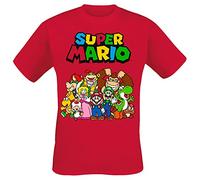Super Mario Photo De Groupe Homme T-Shirt Manches courtes rouge XL 100% Coton Regular / Coupe standard