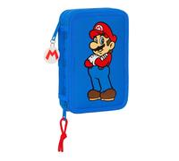 Super Mario Play Double Pouch Bleu clair Rouge 12,5 x 19,5 x 4 cm (28 Pièces)