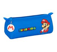 Super Mario Play Trousse avec Fermeture éclair et Compartiment, Trousse pour Enfant, idéale pour Les Enfants d'âge Scolaire, Confortable et Polyvalente, qualité et résistance, 21 x 7 x 8 cm, Bleu