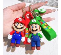 Super Mario porte-clés Mario Bros Luigi crapaud Yoshi Bowser figurine modèle accessoiresPVC dessin animé sac poupée pendentif jouets cadeau D