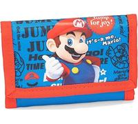 Super Mario - Portefeuille officiel Super Mario avec fermeture à glissière pratique et compartiments intérieurs, idée cadeau pour enfants et garçons, bleu et rouge, Portefeuille bleu et rouge, Taglia