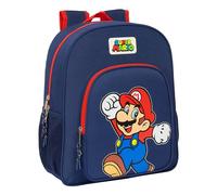 SUPER MARIO Sac à dos scolaire, adaptable chariot, confortable et polyvalent, 32 x 12 x 38 cm, bleu marine