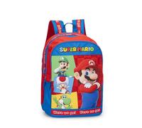 Super Mario - Sac à dos scolaire officiel Super Mario, sac à dos pour enfants, 2 grands espaces centraux, poches avant et latérales, bretelles réglables et rembourrées, dossier rembourré, 32 x 43H x