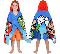 Super Mario Serviette de Bain avec Capuche Garcon, 125x75cm Coton Poncho de Bain Enfant, Absorbante Serviette de Plage, Voyage Accessoires, Gaming Merchandise, Cadeau Garcon (Multi Super Mario)
