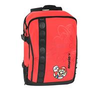 Super Mario SuperMario Sac à dos d'école organisé avec fermeture éclair, poche compatible pour tablette + compartiments zippés, avec bretelles et sangles réglables - Sac à dos valable pour cadeaux de