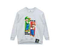 Super Mario Sweat Gaming Sweat-Shirt pour Garçons | Garcon Pullover | Gris 7-8 Ans