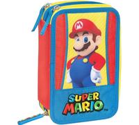 Super Mario-Tricolore Trousse d'école à 3 compartiments-20 x 13 x 7 cm