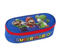 Super Mario - Trousse d'école officielle Super Mario, trousse enfant et fille ovale, idéale pour ranger la papeterie, avec fermeture à glissière pratique, 22 x 7 x 9,5 cm, multicolore