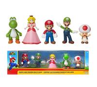 Jakks Pacific - Figurines Super Mario - Pack x5 (Mario,Luigi,Peach,Yoshi,Toad) - Officiel Scellé