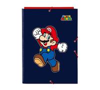SUPER MARIO WORLD - Classeur Folio avec 3 rabats, idéal pour enfants de différents âges, confortable et polyvalent, qualité et résistance, 26 x 36,5 cm, couleur bleu marine, bleu marine, Estándar,