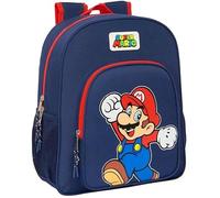 SUPER MARIO Sac à dos scolaire, adaptable chariot, confortable et polyvalent, 32 x 12 x 38 cm, bleu marine