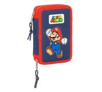 Super Mario World - Trousse Scolaire pour Enfant, avec 28 Outils Inclus, Pratique et Polyvalente, qualité et résistance, 12,5 x 4 x 19,5 cm, Bleu Marine, Bleu Marine, Estándar, Décontracté