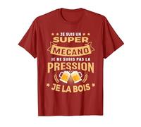 Super Mécano Je subis Pas la Pression Humour apéro T-Shirt, Homme, Canneberge, L