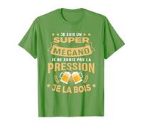 Super Mécano Je subis Pas la Pression Humour apéro T-Shirt, Homme, Herbe, XL