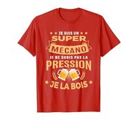 Super Mécano Je subis Pas la Pression Humour apéro T-Shirt, Homme, Rouge, 3XL