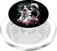 Super mignon Border Collie au design coloré ink splash PopSockets PopGrip pour MagSafe