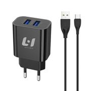 SUPER MUNDO SM - Chargeur USB C charge rapide avec double ports USB 5 V 3,1 A pour Samsung S23 S22 S21 S20 Note 20 10 A72 Xiaomi Redmi Note 11 Huawei P30 20 Google Pixel 7 Pro Switch PS5, noir (044D)