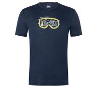 super.natural - Goggle Tee - Haut en mérinos - S - blue iris melange / feather grey / illuminating