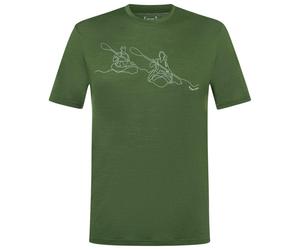 super.natural - Kanulines Tee - Haut en mérinos - M - chive / white stone