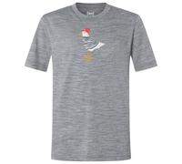 super.natural - Kid's Johnny Tee - Haut en mérinos - 164 - cashmere grey melange / various