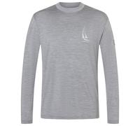 super.natural - Sailing Boat Bio Jersey L/S - Haut en mérinos - M - cashmere grey melange / white stone